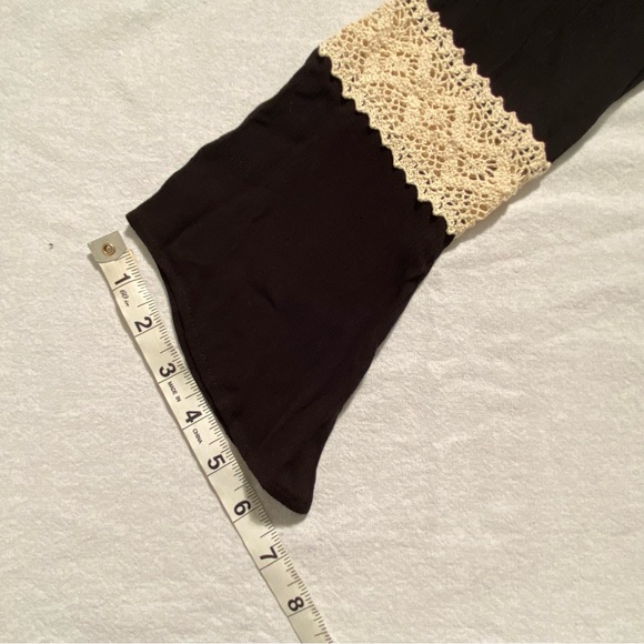 R n B NWT Black Baby Doll Peasant Boho Dress Bell Sleeves Crochet, Size M - Picture 12 of 15